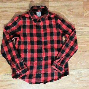 🛒3 for $15 Sale!!  Faded Glory Girl's Long-Sleeved Red & Black Plaid Shirt